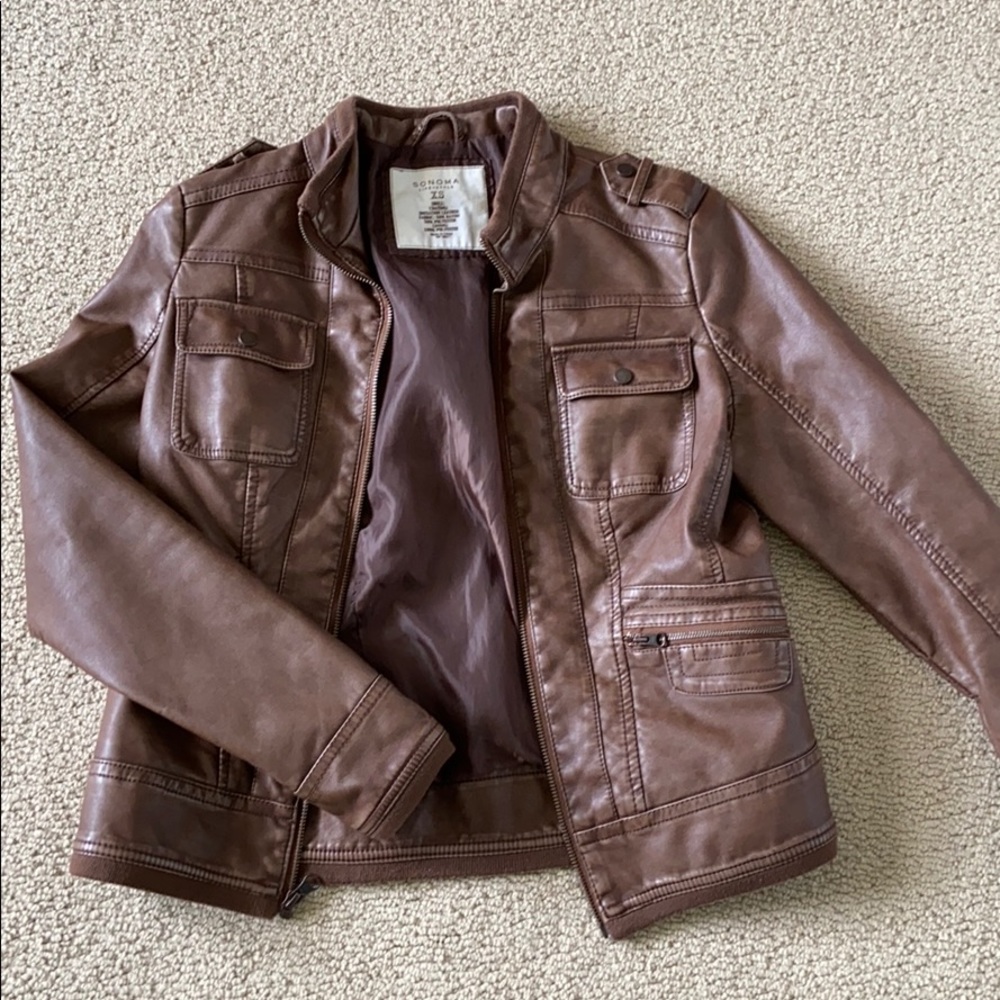Brown leather jacket